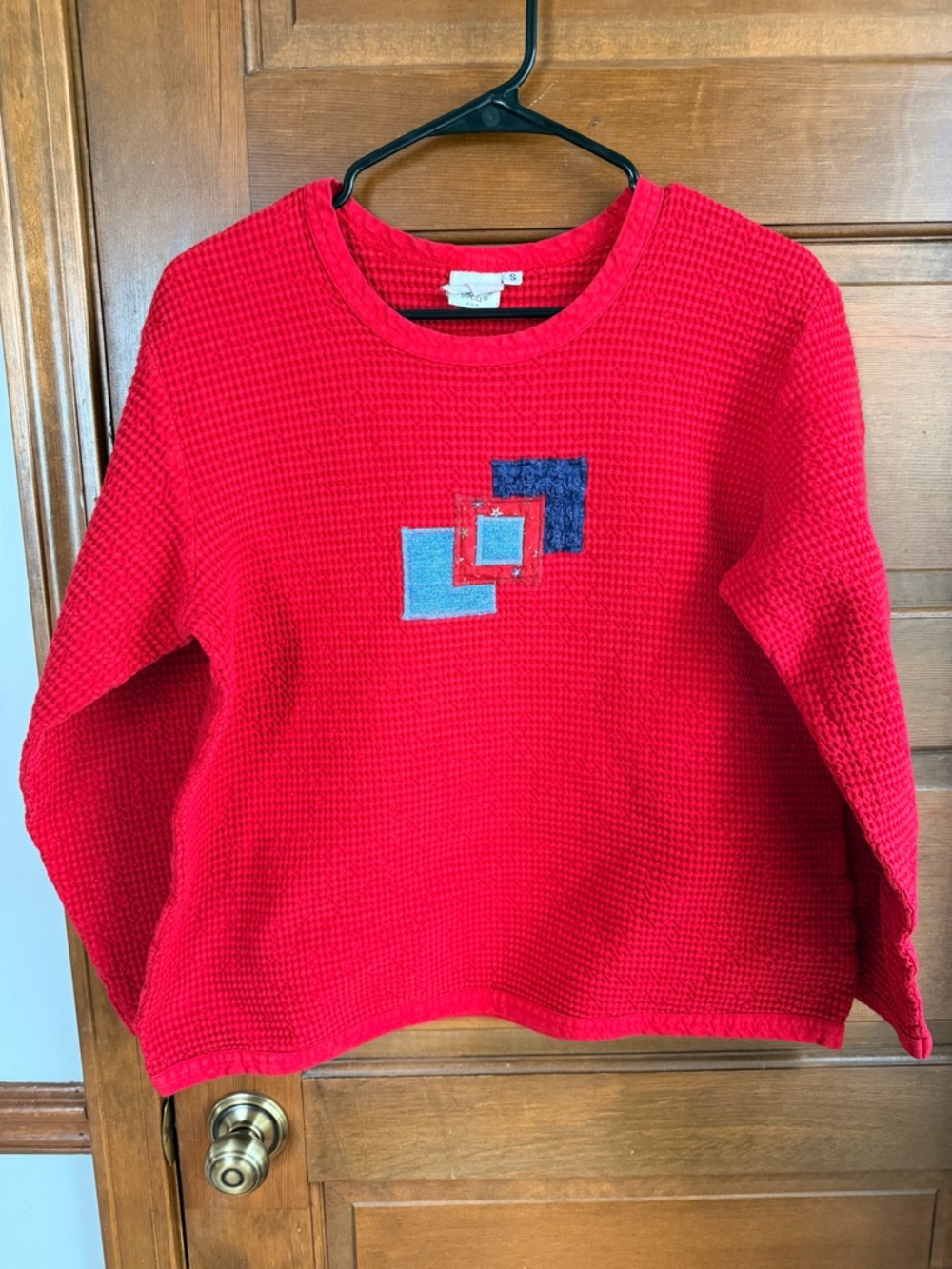 Vintage Waffle Crewneck with Quilt Embroidery